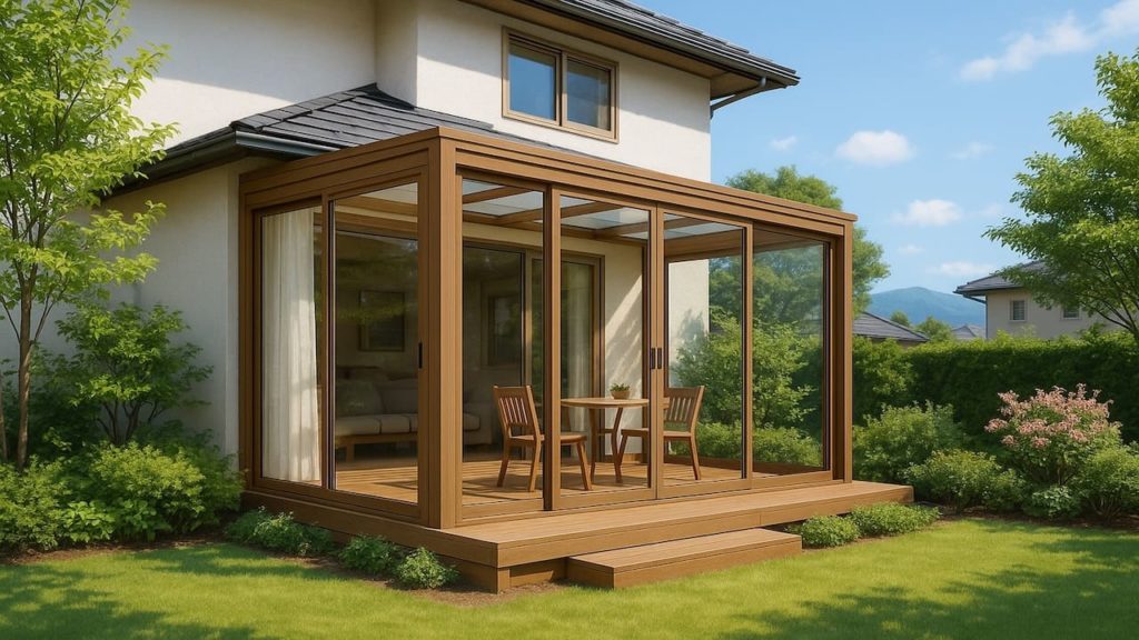 前橋市の戸建て外構に施工されたテラス囲い・サンルームのイメージ