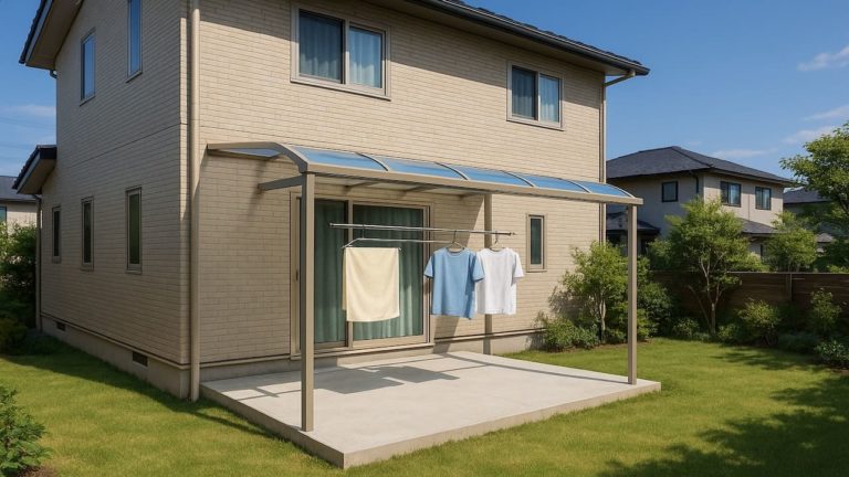 前橋市の戸建て外構に施工されたテラス屋根のイメージ