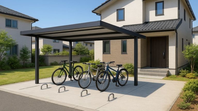 丸亀市の戸建て外構に施工されたサイクルポートのイメージ