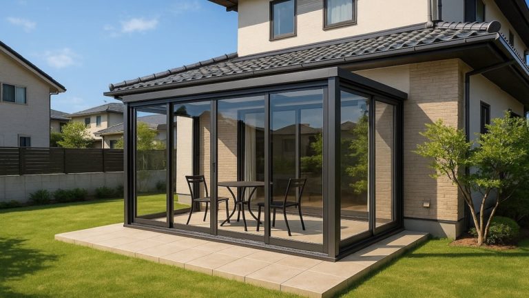 丸亀市の戸建て外構に施工されたテラス囲い・サンルームのイメージ