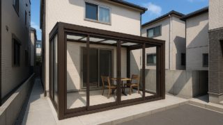 松原市の戸建て外構に施工されたテラス囲い・サンルームのイメージ