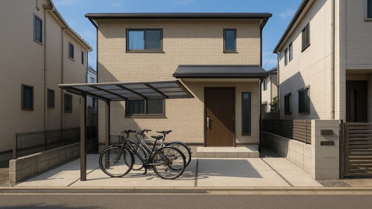 松戸市の戸建て外構に施工されたサイクルポートのイメージ