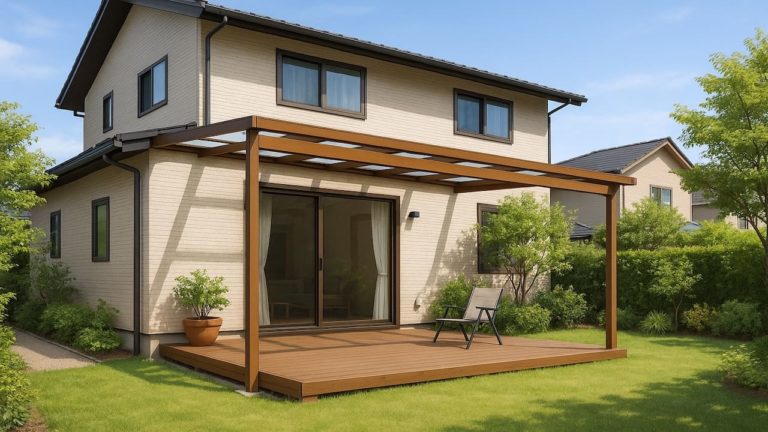 松戸市の戸建て外構に施工されたテラス屋根のイメージ