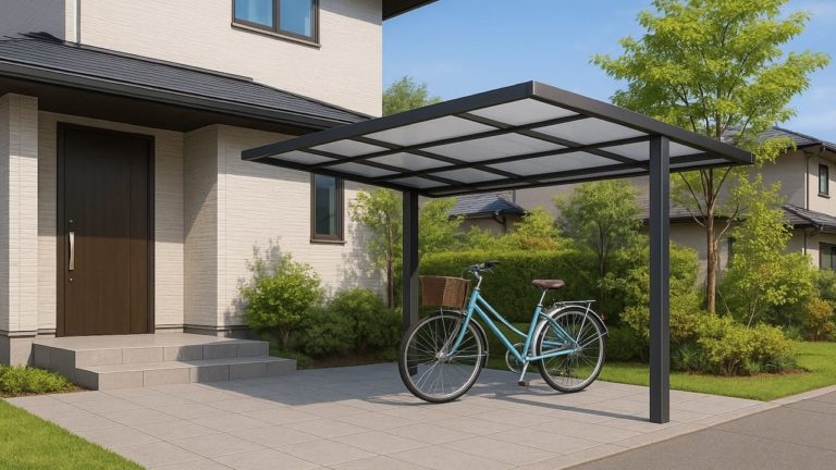 松江市の戸建て外構に施工された自転車置き場のイメージ