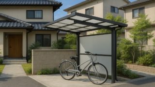 松江市の戸建て外構に施工されたサイクルポートのイメージ