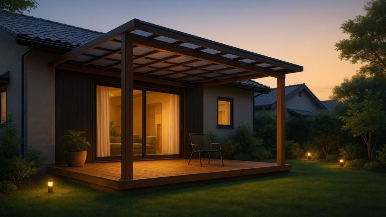 松江市の戸建て外構に施工されたテラス屋根のイメージ