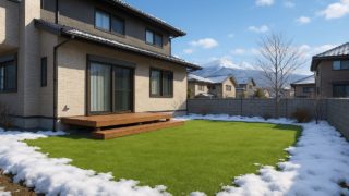 【松本市】人工芝 工事の価格相場|追加費用を防ぐチェック5つ 松本市の戸建て外構に施工された人工芝のイメージ