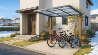松本市の戸建て外構に施工された自転車置き場のイメージ