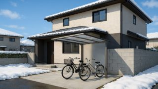 松本市の戸建て外構に施工されたサイクルポートのイメージ