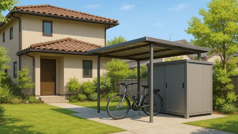 松阪市の戸建て外構に施工された自転車置き場のイメージ