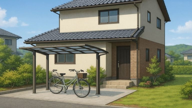 松阪市の戸建て外構に施工されたサイクルポートのイメージ