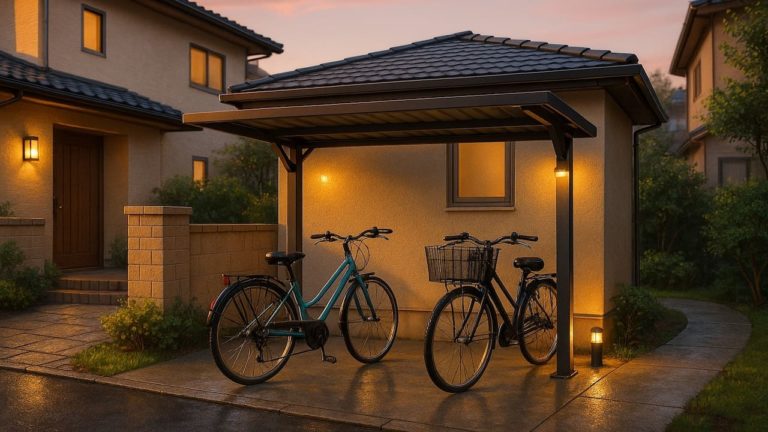 松山市の戸建て外構に施工された自転車置き場のイメージ