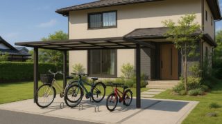 【松山市】サイクルポートの予算ライン|外構を格上げする小ワザ 松山市の戸建て外構に施工されたサイクルポートのイメージ