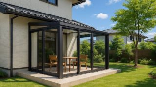 松山市の戸建て外構に施工されたテラス囲い・サンルームのイメージ