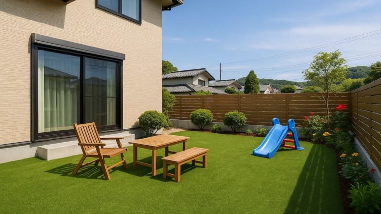 三重県の戸建て外構に施工された人工芝のイメージ