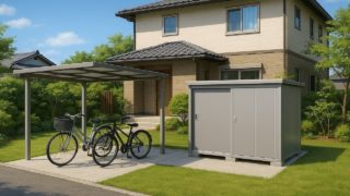 三重県の戸建て外構に施工された自転車置き場のイメージ