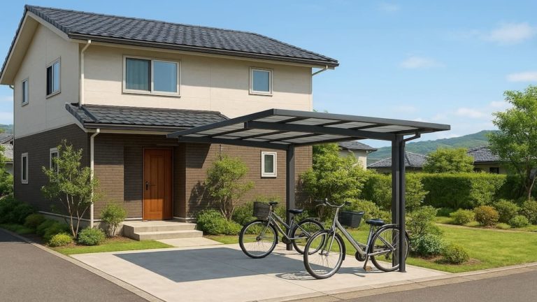 三重県の戸建て外構に施工されたサイクルポートのイメージ