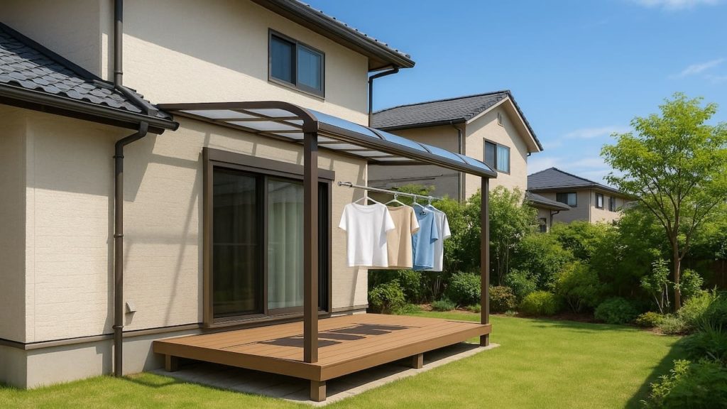 三重県の戸建て外構に施工されたテラス屋根のイメージ