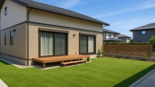 三原市の戸建て外構に施工された人工芝のイメージ