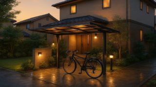 三原市の戸建て外構に施工された自転車置き場のイメージ