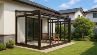 三原市の戸建て外構に施工されたテラス囲い・サンルームのイメージ