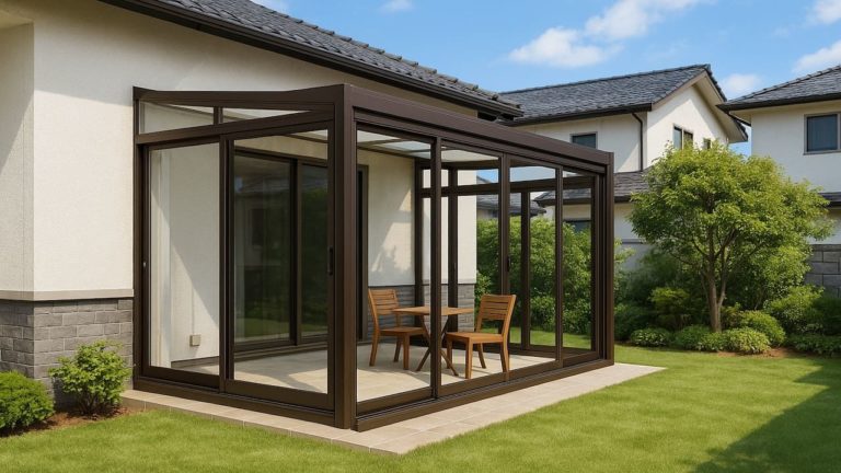 三原市の戸建て外構に施工されたテラス囲い・サンルームのイメージ