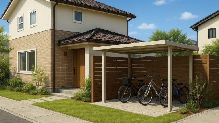 三木市の戸建て外構に施工された自転車置き場のイメージ