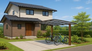 三木市の戸建て外構に施工されたサイクルポートのイメージ