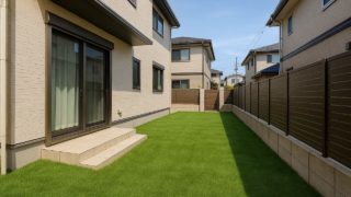 【箕面市】人工芝の費用相場|狭くても映えるレイアウト5選 箕面市の戸建て外構に施工された人工芝のイメージ