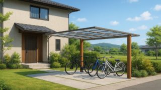 箕面市の戸建て外構に施工されたサイクルポートのイメージ