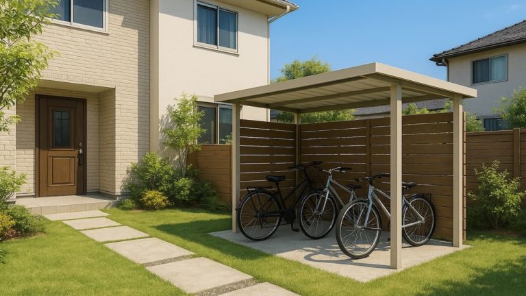 三郷市の戸建て外構に施工された自転車置き場のイメージ