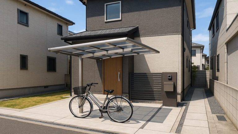 三郷市の戸建て外構に施工されたサイクルポートのイメージ