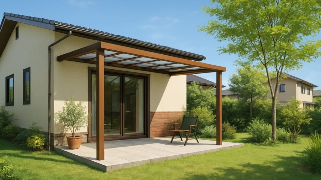 三郷市の戸建て外構に施工されたテラス屋根のイメージ