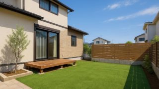 三島市の戸建て外構に施工された人工芝のイメージ