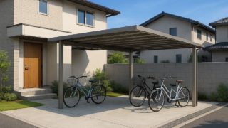 三島市の戸建て外構に施工された自転車置き場のイメージ