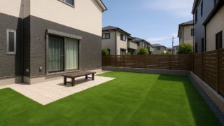 三鷹市の戸建て外構に施工された人工芝のイメージ