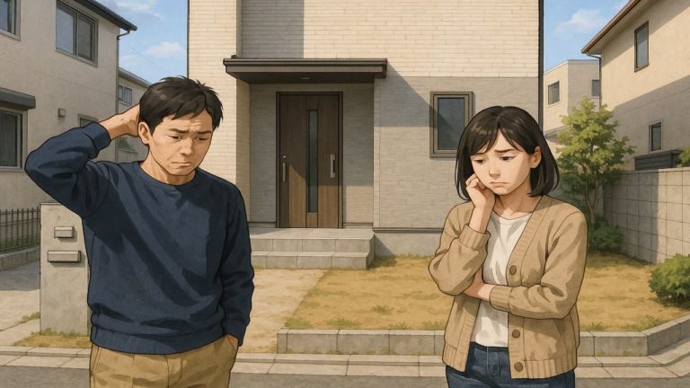 三鷹市の外構工事の失敗にがっかりする夫婦のイメージ