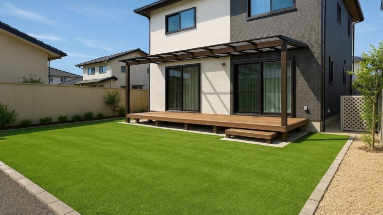 水戸市の戸建て外構に施工された人工芝のイメージ