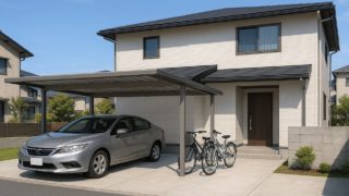 水戸市の戸建て外構に施工された自転車置き場のイメージ