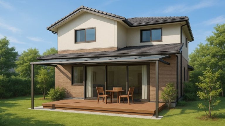 水戸市の戸建て外構に施工されたテラス屋根のイメージ