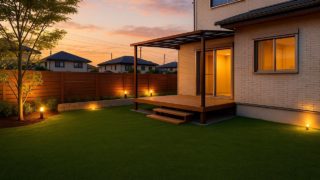 都城市の戸建て外構に施工された人工芝のイメージ