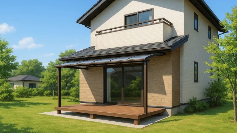 都城市の戸建て外構に施工されたテラス屋根のイメージ