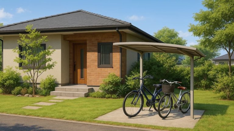 宮崎県の戸建て外構に施工された自転車置き場のイメージ