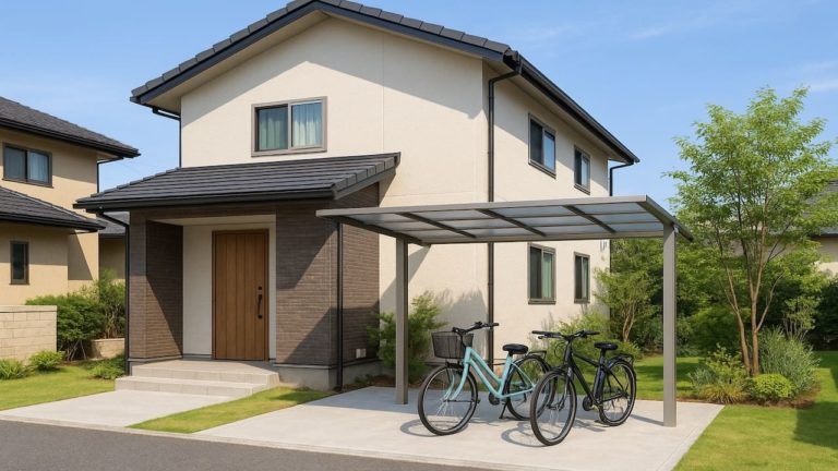 宮崎県の戸建て外構に施工されたサイクルポートのイメージ
