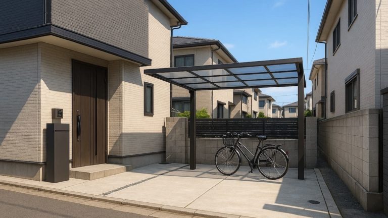 守口市の戸建て外構に施工されたサイクルポートのイメージ