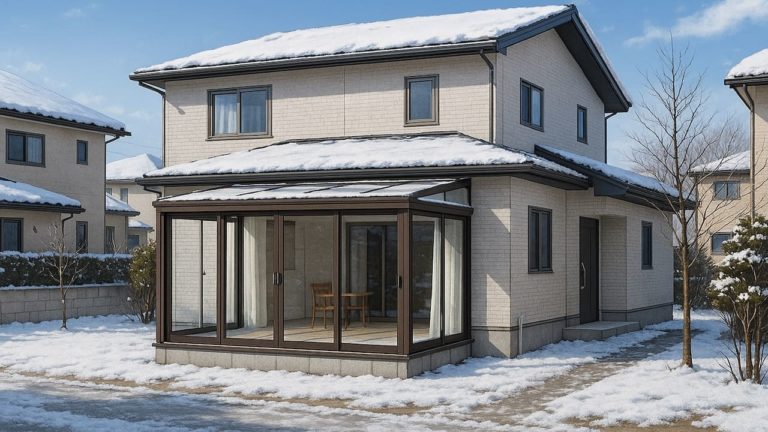 盛岡市の戸建て外構に施工されたテラス囲い・サンルームのイメージ