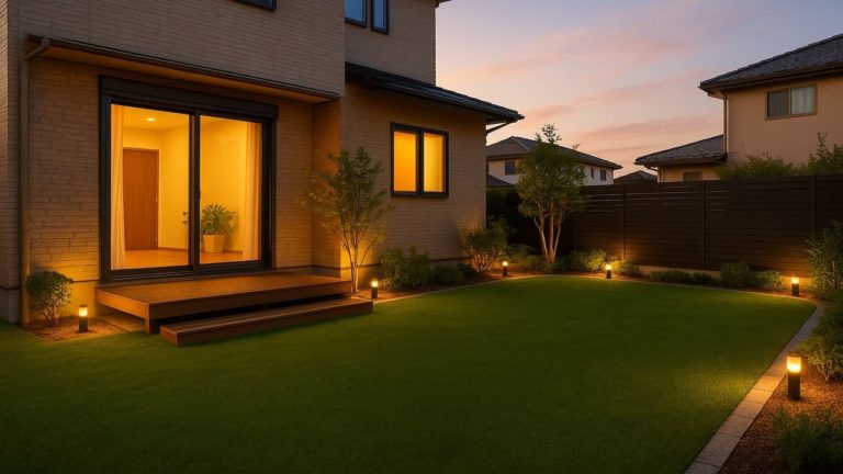 宗像市の戸建て外構に施工された人工芝のイメージ