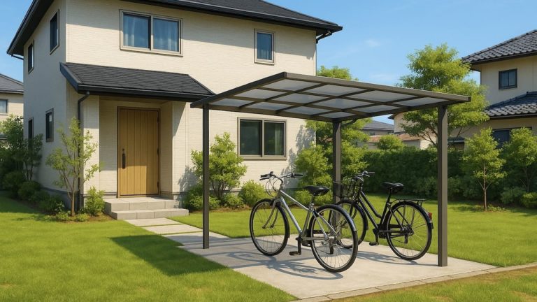 宗像市の戸建て外構に施工された自転車置き場のイメージ