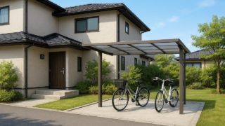 宗像市の戸建て外構に施工されたサイクルポートのイメージ