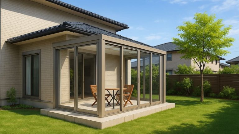 宗像市の戸建て外構に施工されたテラス囲い・サンルームのイメージ